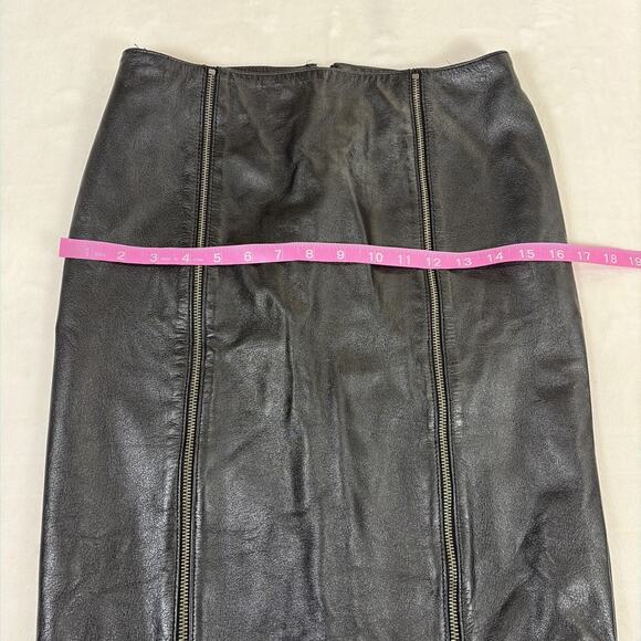 Danier Pencil Skirt Women’s 6 Black Leather, Lined, Triple Zippers Bnfts Charity - Picture 4 of 11